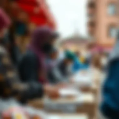 Community members receiving Ramadan boxes