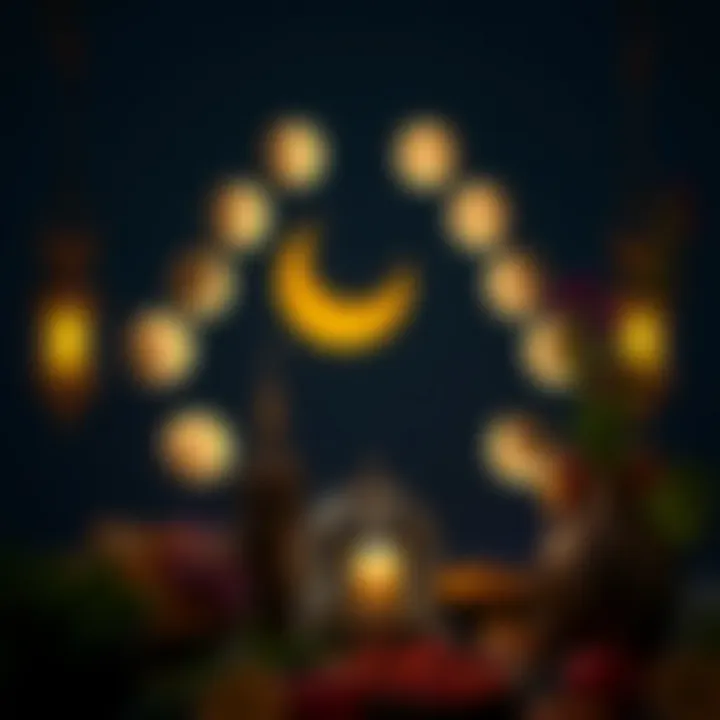 The Phases of Ramadan An artistic depiction of moon phases marking the Ramadan month