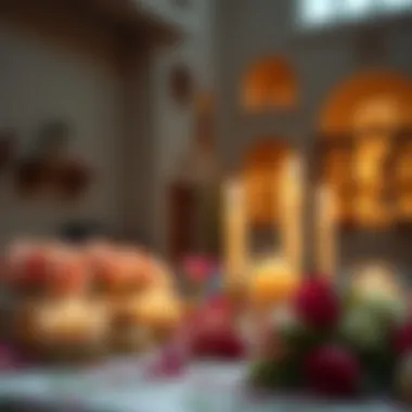 Harmony and Unity in Ramadan A serene setting with candles and flowers reflecting peace and unity