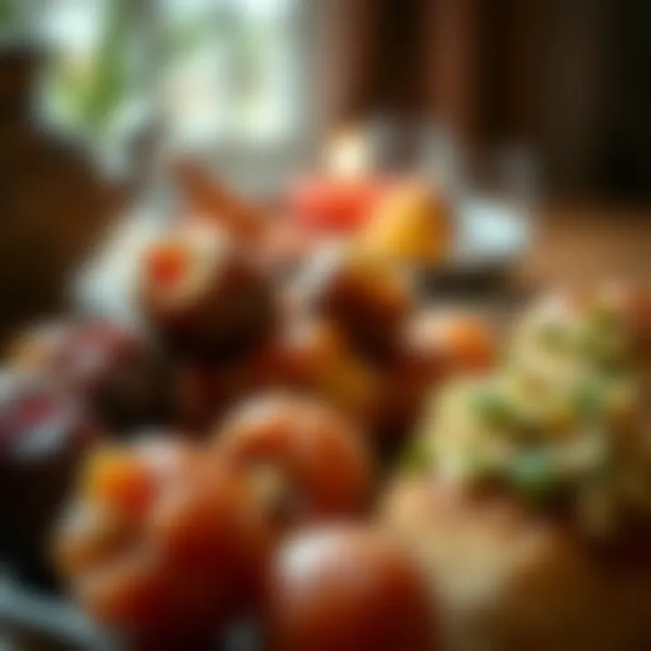 A close-up of a dish featuring dates and other traditional Ramadan foods.