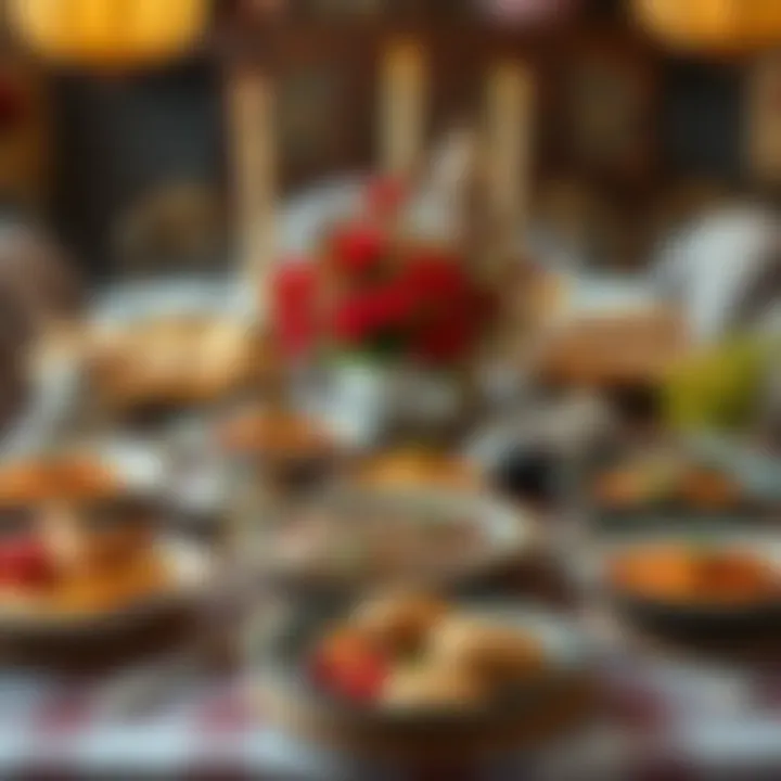 A beautiful table set for Ramazan Bayramı celebration featuring traditional dishes.