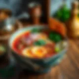 Vibrant Ramen Bowl A rich bowl of ramen showcasing vibrant ingredients