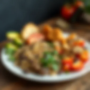 A well-balanced plate featuring grains, proteins, and veggies