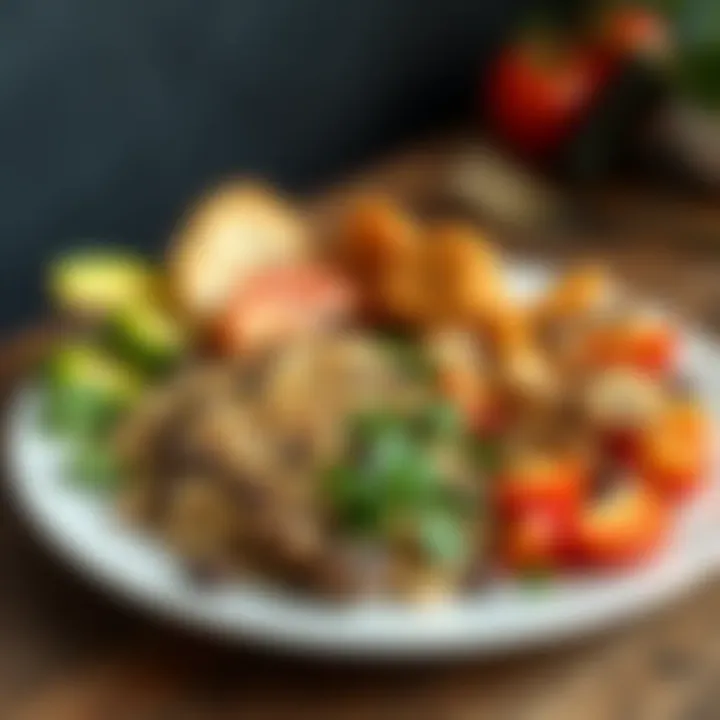 A well-balanced plate featuring grains, proteins, and veggies