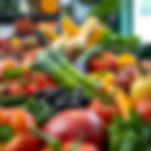 Colorful assortment of fresh vegetables and fruits