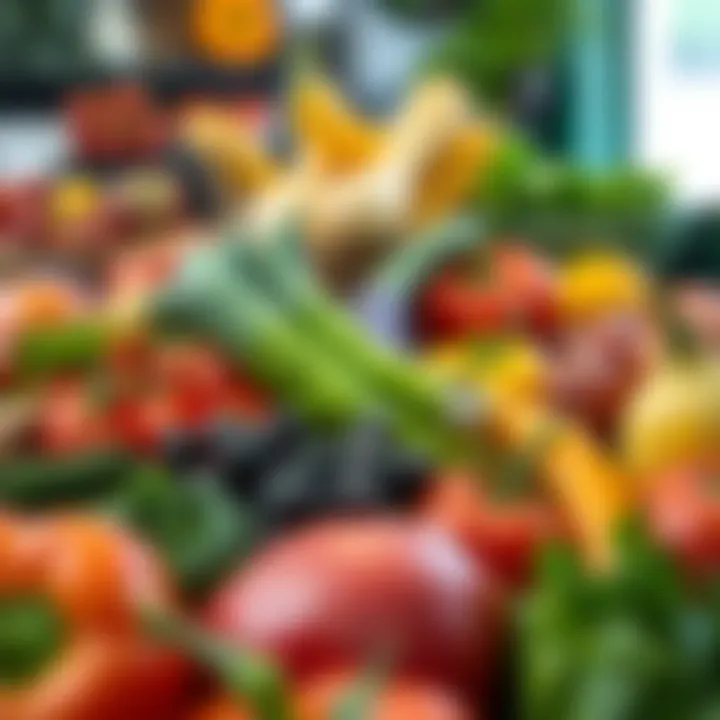 Colorful assortment of fresh vegetables and fruits