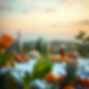 Dreamy Landscape with Culinary Symbolism A dreamy landscape incorporating food elements