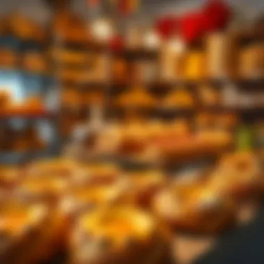 Vibrant Bakery Scene with Baked Goods A vibrant scene of the bakery filled with tantalizing baked goods