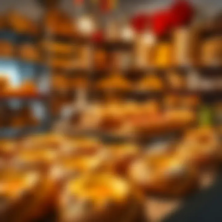 Vibrant Bakery Scene with Baked Goods A vibrant scene of the bakery filled with tantalizing baked goods