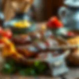 Traditional presentation of Sah Tavuk with spices and herbs