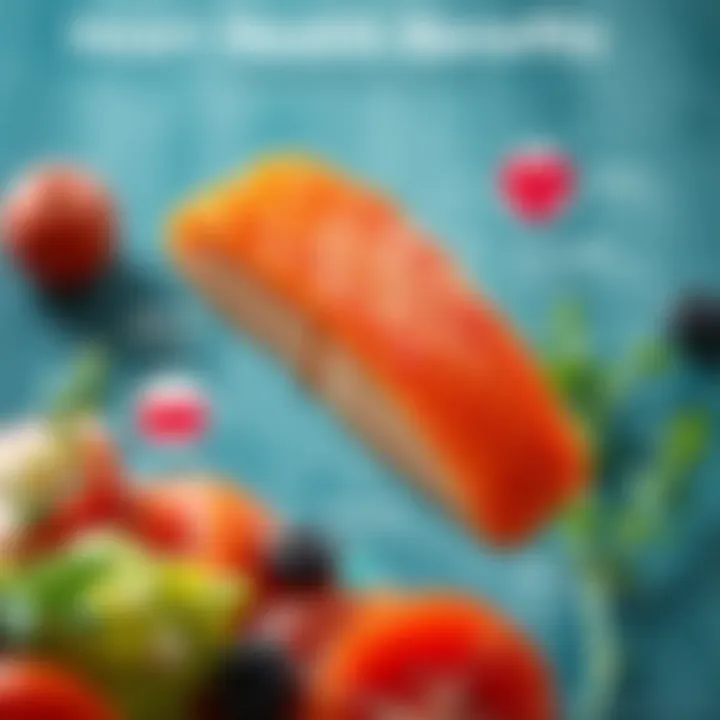 Diagram showing the heart health benefits of consuming salmon