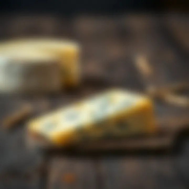 Slice of San Sebastian Cheese on Wood An elegant slice of San Sebastian cheese on a rustic wooden table