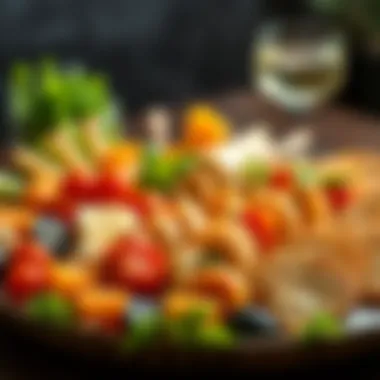 An assortment of appetizers beautifully arranged on a platter.