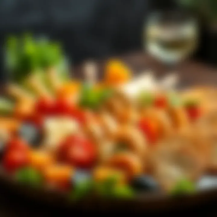 An assortment of appetizers beautifully arranged on a platter.