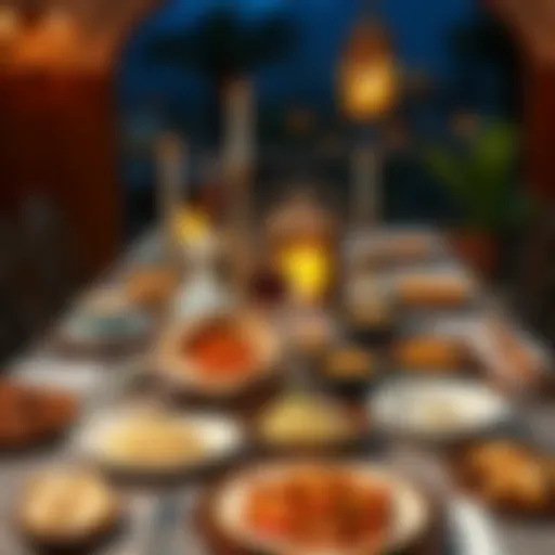 A traditional Sazeli iftar table elegantly set with diverse dishes.