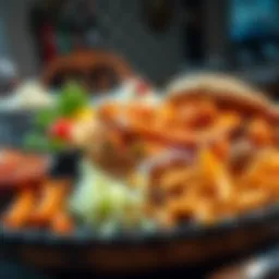 A beautifully arranged platter of Selin Döner, showcasing its rich textures and colors.