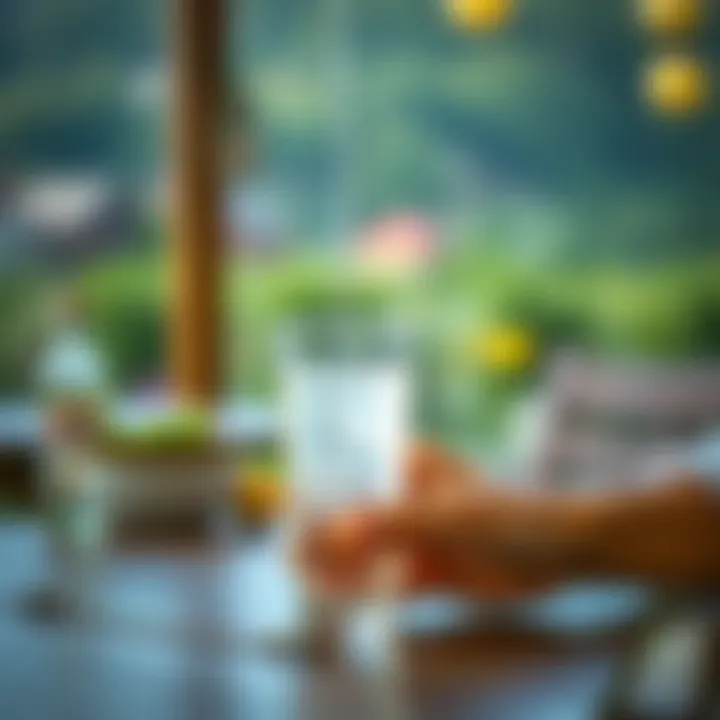 A person enjoying a glass of vinegar water outdoors