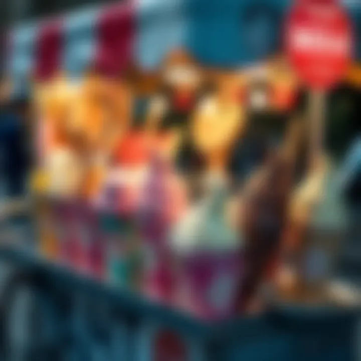 Diversity of Modern Ice Cream Flavors Modern ice cream flavors displayed in a street cart