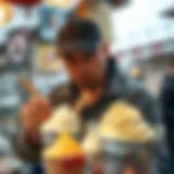 Craftsmanship of Traditional Ice Cream Traditional Turkish ice cream vendor showcasing his craft