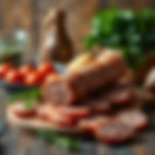 Ingredients for making sausage