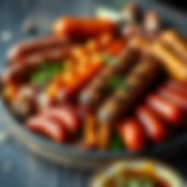 Diverse Sausage Flavors and Styles Varieties of sausage types on a platter