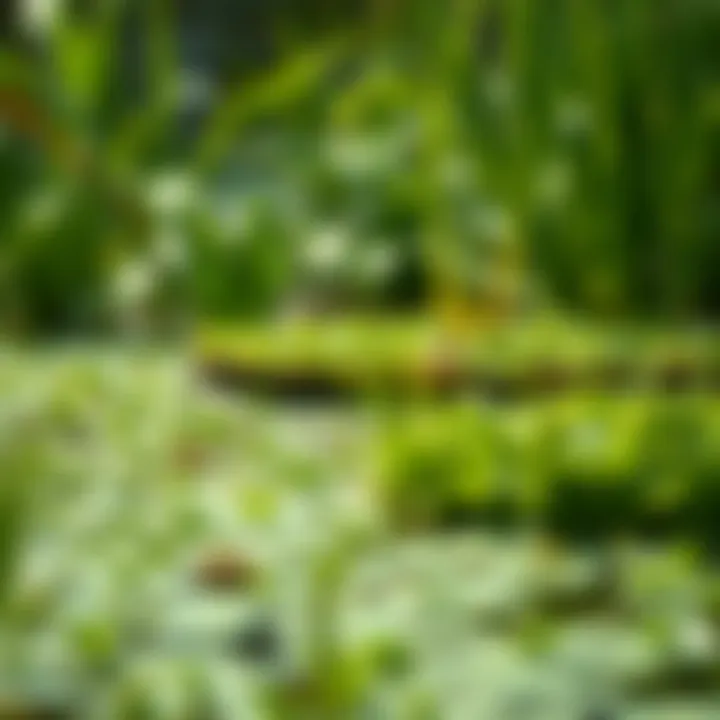 A lush green pond with Spirulina cultivation