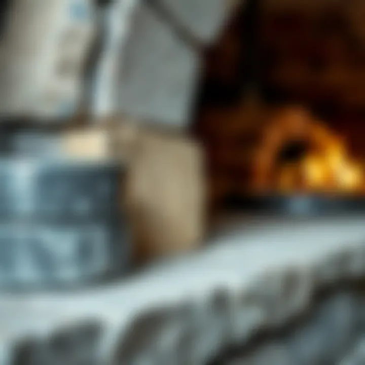 Close-up of stone materials used in oven construction