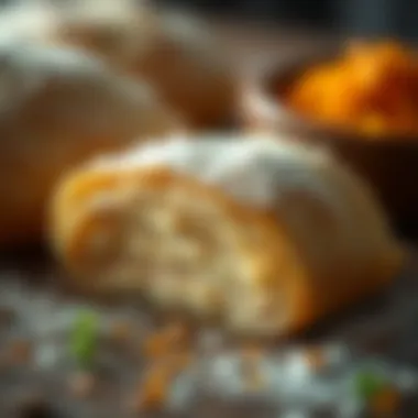 A close-up of the layered dough of Su Böreği, showcasing its texture.