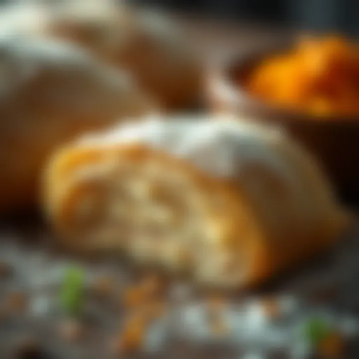 A close-up of the layered dough of Su Böreği, showcasing its texture.