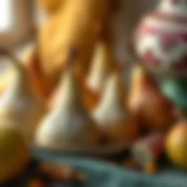 An artistic composition of sugar pears with traditional Turkish patterns