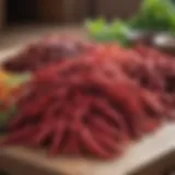 A diverse selection of sumac products displayed on a market shelf.