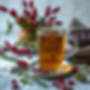 A picturesque herbal tea setup with sumac and natural elements