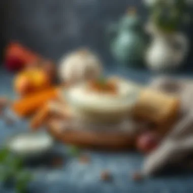 Ingredients for making rice pudding arranged artistically