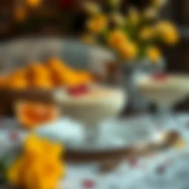 A beautifully styled serving of rice pudding on a table