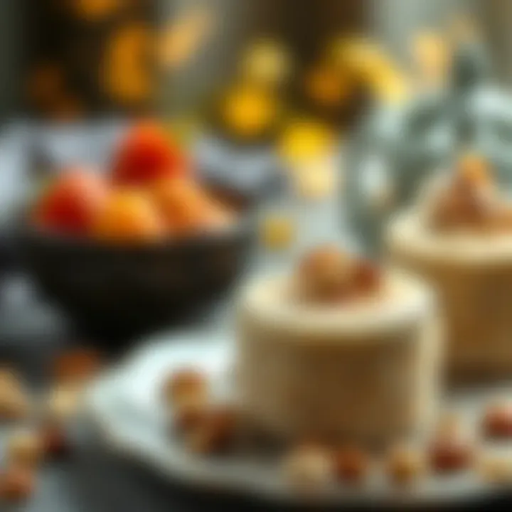 A close-up of the garnished semolina dessert with nuts