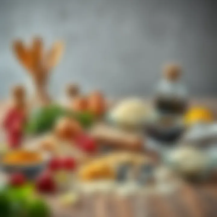Ingredients spread out on a table for making semolina dessert