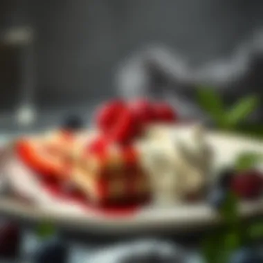 A beautifully plated dessert topped with vegan cream