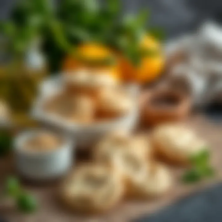 Ingredients laid out for making tahini sesame cookies, highlighting freshness