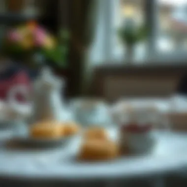 A beautifully styled table setting with tahini sesame cookies and herbal tea