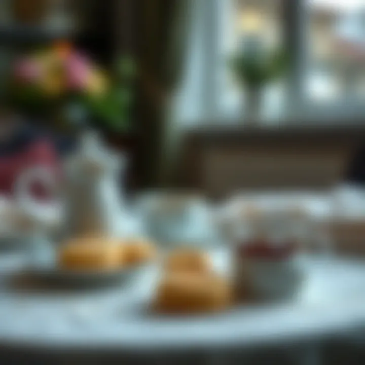 A beautifully styled table setting with tahini sesame cookies and herbal tea