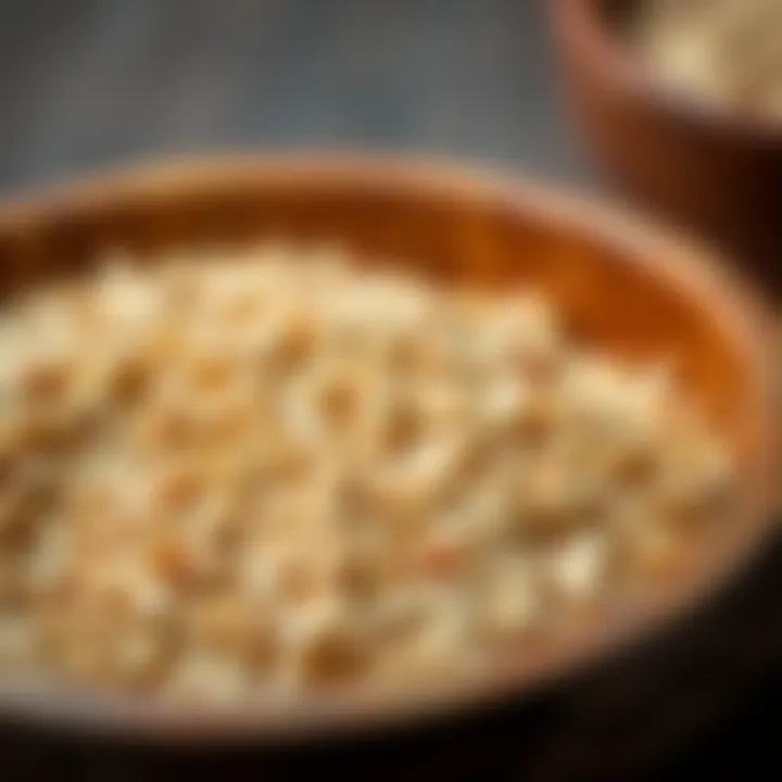 The Essence of Whole Grains A close-up view of whole grains in a wooden bowl.