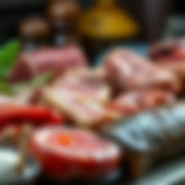 An assortment of different meats used in tantuni preparation