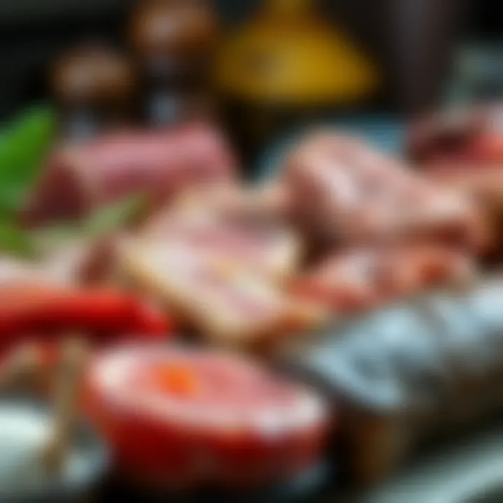 An assortment of different meats used in tantuni preparation