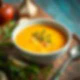 A bowl of traditional Tarhana soup garnished with herbs