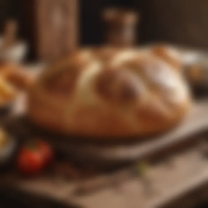 Artistic presentation of tastan bread on a rustic wooden table