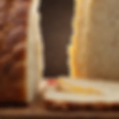 A close-up of a slice of tastan bread revealing its fluffy interior