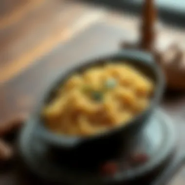 Elegant Serving of Cooked Bulgur with Spices Cooked bulgur served in an elegant dish with spices