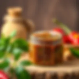 Organic pepper paste in a rustic jar