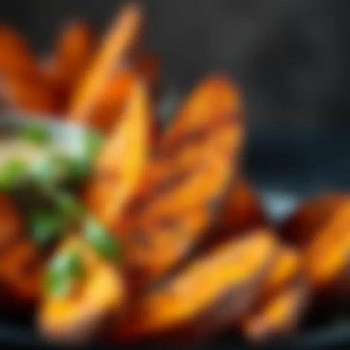 Sweet potato wedges seasoned and baked