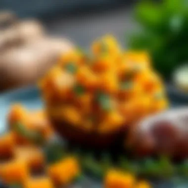 Mashed sweet potatoes with herbs